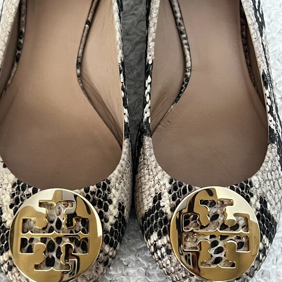 Tory Burch Python Snake Print Leather Reva Flats Womens Size 8 - Picture 3 of 7
